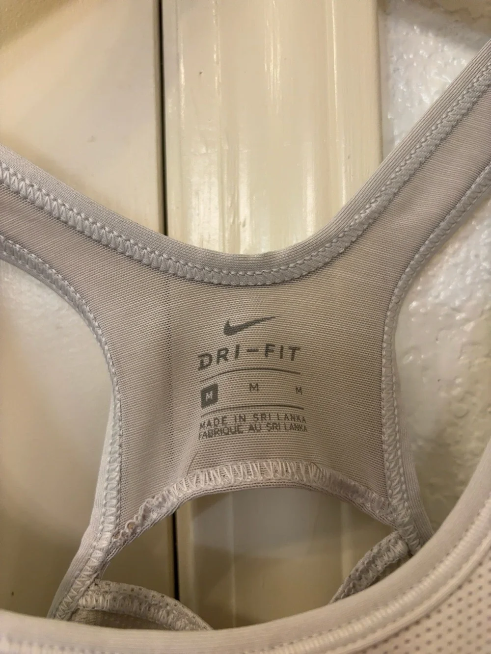 Nike Dri-FIT Logo Medium Support Racerback Sports Bra White Black‎ Size M